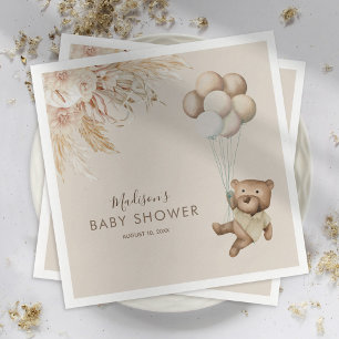 Serviette En Papier Pampas Grass Boho Teddy Bear Baby shower Naples