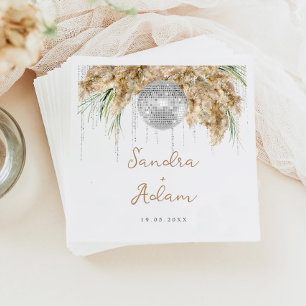 Serviette En Papier Pampas Grass Disco Ball Boho Mariage