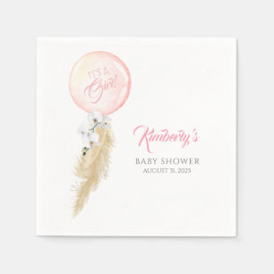 Serviette En Papier Pampas Grass et Orchidées Blanches Baby shower de