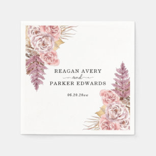 Serviette En Papier Pampas Grass Floral Purple Mariage personnalisé