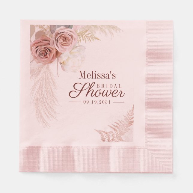 Serviette En Papier Pampas Grass Terracotta Rose Fête des mariées Flor (Devant)