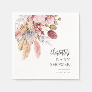 Serviette En Papier Pampas Herbe Terracotta Bohème Baby Shower Papier