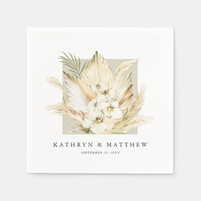 Serviette En Papier Pampas luxuriante Grass Classic Boho Mariage servi (Devant)