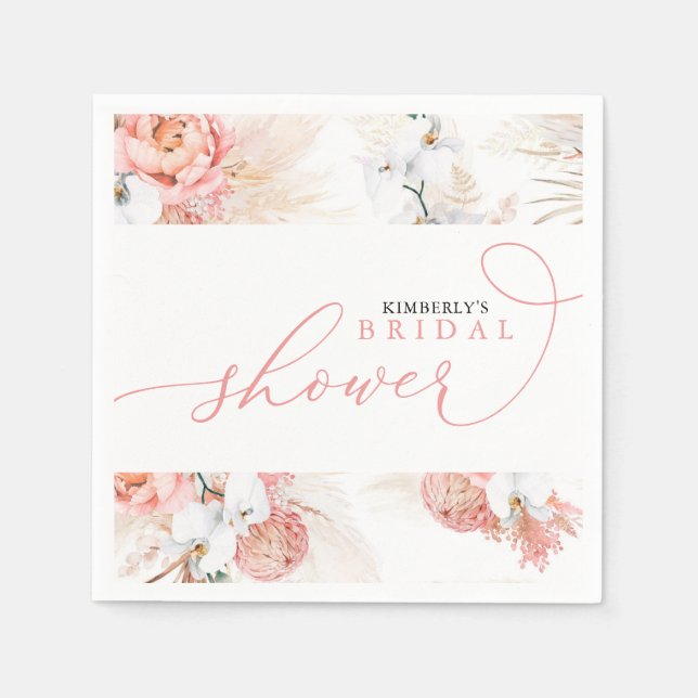 Serviette En Papier Pampas Rose Floral Grass Toute Douche Serviettes (Devant)