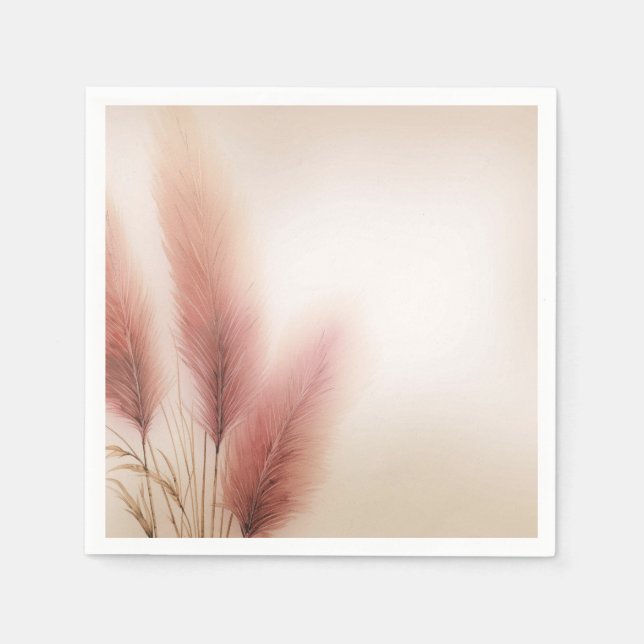 Serviette En Papier Pampas rose Grass Bohême Mariage Boho (Devant)