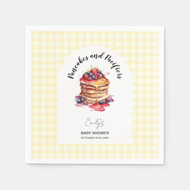 Serviette En Papier Pancakes et Pacificateurs En vichy Baby shower pla (Devant)