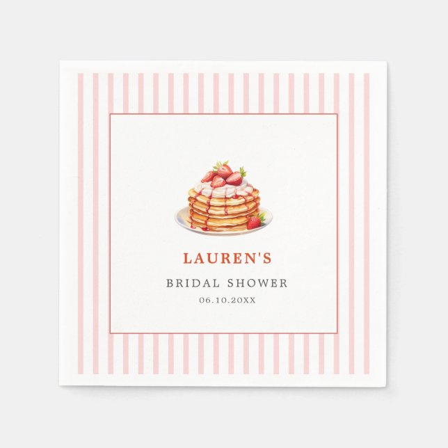 Serviette En Papier Pancakes rose et baies Brunch nuptial (Devant)