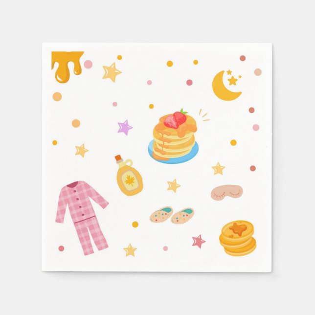 Serviette En Papier Pancakes Roses Girls et Pyjamas Party Napkin (Devant)