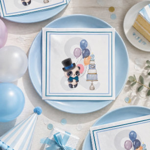 Serviette En Papier Panda au chapeau haut de forme 2e anniversaire d