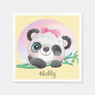 Serviette En Papier Panda Bamboo, un animal mignon      