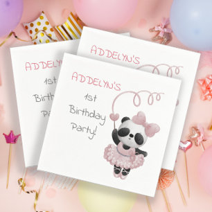 Serviette En Papier Panda Bear Ballerina 1ère fête d'anniversaire