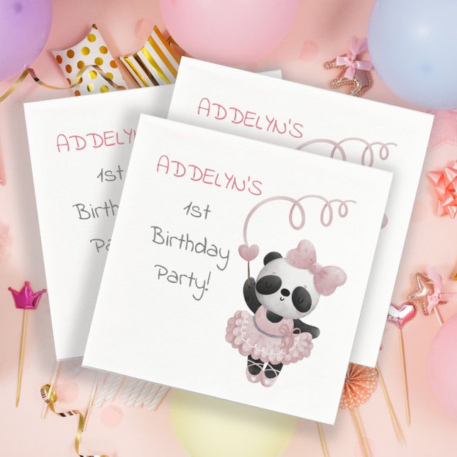 Serviette En Papier Panda Bear Ballerina 1ère fête d'anniversaire (Créateur téléchargé)