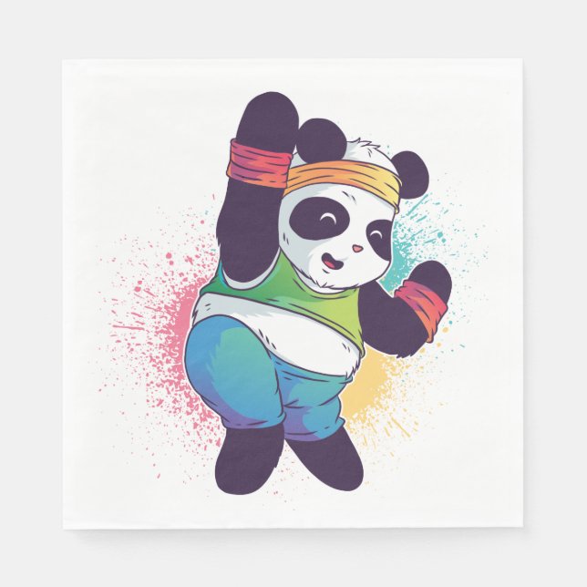 Serviette En Papier Panda Bear Dabbing Baby shower de danse Anniversai (Devant)