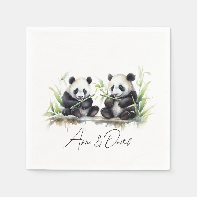Serviette En Papier Panda Bears pour la fête d'anniversaire (Devant)