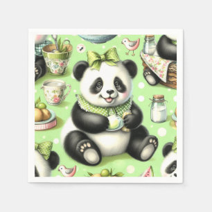 Serviette En Papier Panda bébé mignonne vintage