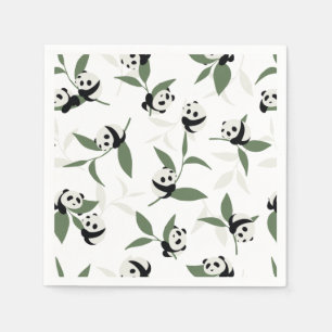 Serviette En Papier Panda Cute Jouer Jardin De Bambou