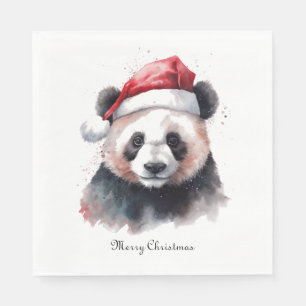 Serviette En Papier Panda de Noël Holly Jolly, personnalisé