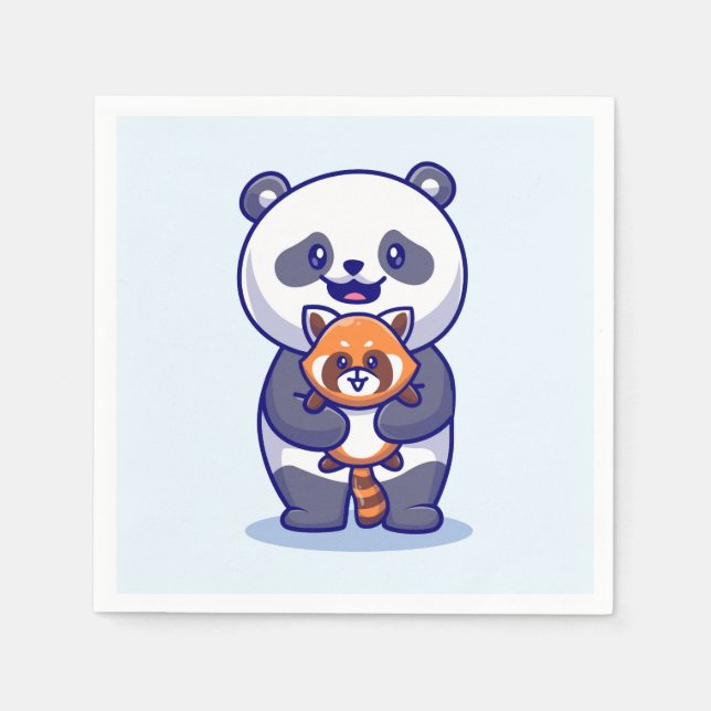 Serviette En Papier Panda et Fox (Devant)