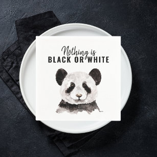 Serviette En Papier Panda Funky Moderne Noir Et Blanc Avec Citation