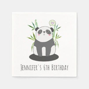 Serviette En Papier Panda noir et blanc mignon en Bambou Anniversaire