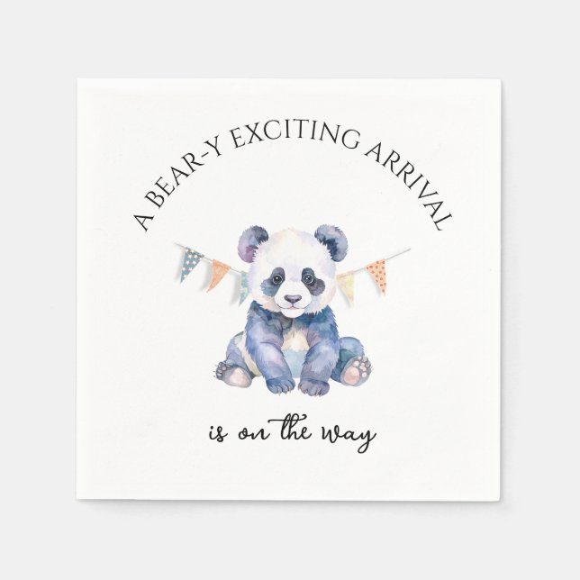 Serviette En Papier Panda pour bébé aquarelle avec drapeaux de bottes (Devant)