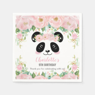 Serviette En Papier Panda rose floral mignonne fête d'anniversaire béb