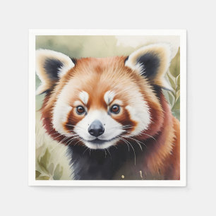 Serviette En Papier Panda rouge dans une aquarelle délicate