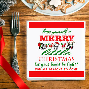 Serviette En Papier Pandas de Noël personnalisés