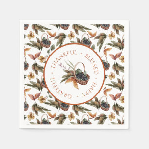 Serviette En Papier Panier d'automne de baies reconnaissant merci béni