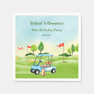 Serviette En Papier Panier de Golf Scénique Personnalisé 70e Anniversa