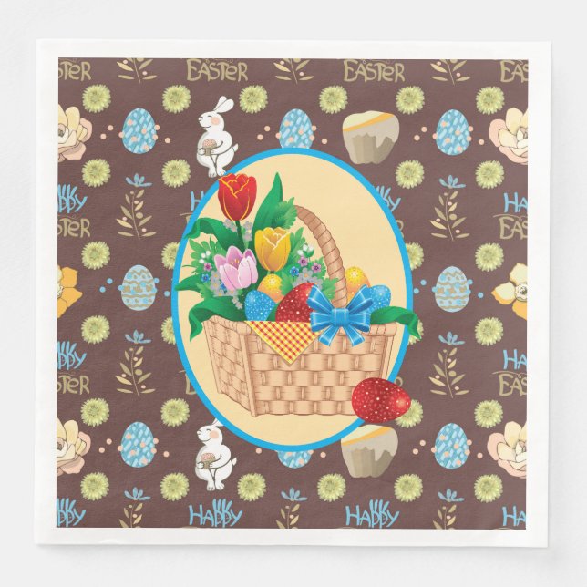 Serviette En Papier Panier de Pâques  (Devant)