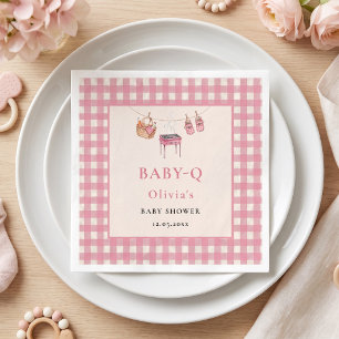Serviette En Papier Panier de pique-nique à carreaux roses Grill Baby