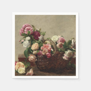 Serviette En Papier Panier de Roses - Henri Fantin-Latour