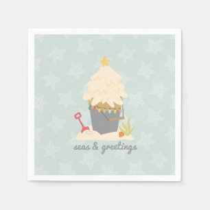 Serviette En Papier Panier de sable de Noël de plage