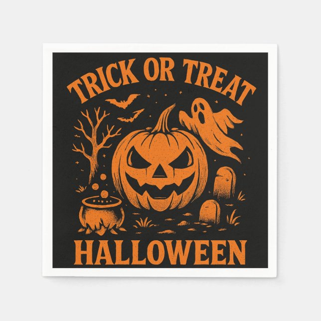 Serviette En Papier Panier ou traiter les serviettes Halloween (Devant)