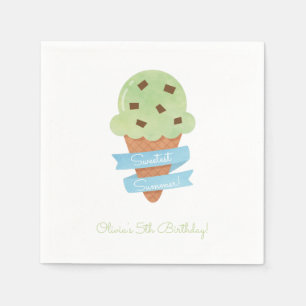 Serviette En Papier Paniers Anniversaires de enfants Green Ice Cream C