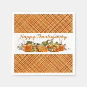 Serviette En Papier Paniers Bons thanksgivings en plaid orange