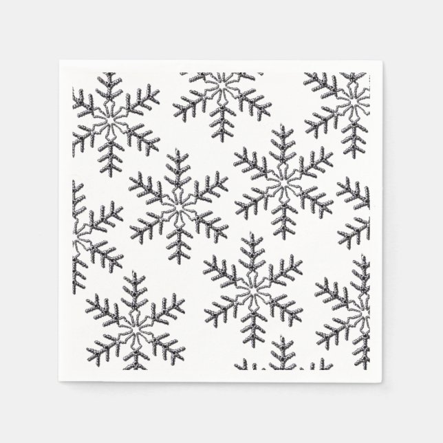 Serviette En Papier Paniers de neige en argent Noël (Devant)