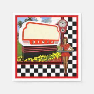 Serviette En Papier Panneau blanc les années 50 Retro Diner