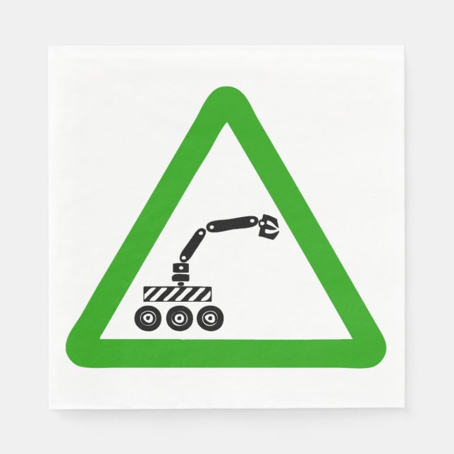 Serviette En Papier Panneau d'avertissement de passage de robot (Devant)