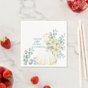Serviette En Papier Panneau de bienvenue de mariage avec feuilles d'eu