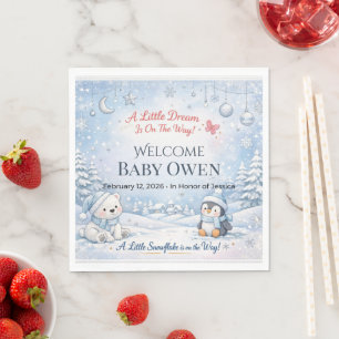 Serviette En Papier Panneau de bienvenue pour Baby Shower d'hiver Fl
