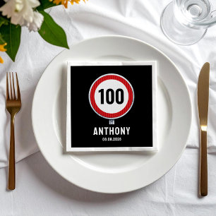 Serviette En Papier Panneau de limitation de vitesse Anniversaire 100