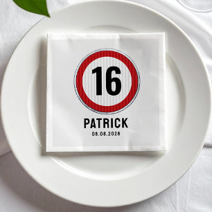 Serviette En Papier Panneau de limitation de vitesse pour 16 ans - TOU