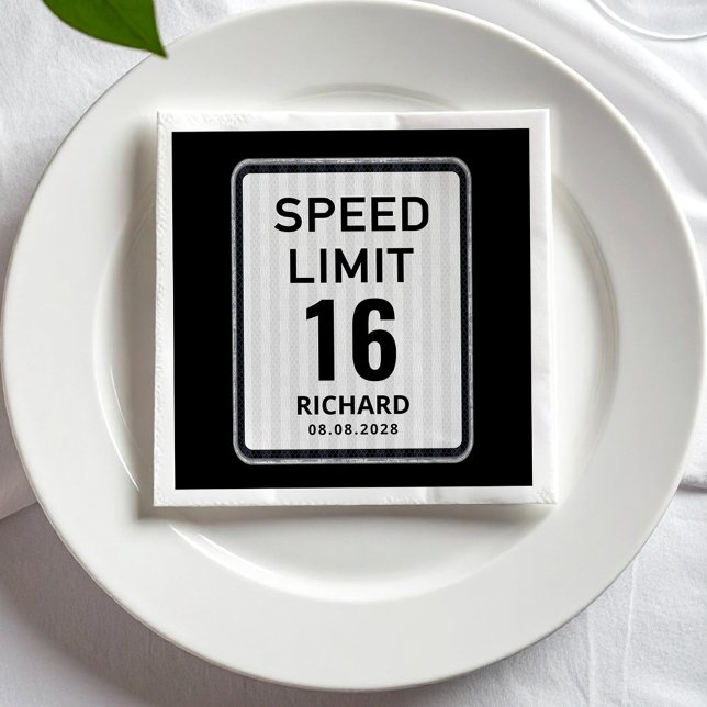 Serviette En Papier Panneau de limite de vitesse pour 16 ans - Serviet (Créateur téléchargé)