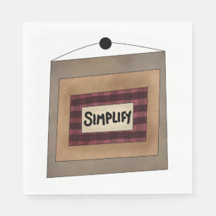 Serviette En Papier Panneau de mots d'art minimaliste rustique