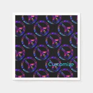 Serviette En Papier Panneau de Paix Coloré Motif Black Napkins