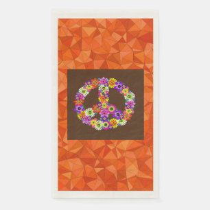 Serviette En Papier Panneau de Paix Floral Brown avec orange