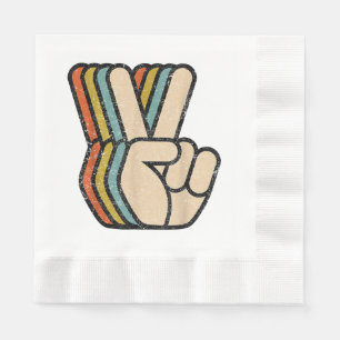 Serviette En Papier Panneau de Paix Rétro V Doigts Vintage 60s les ann