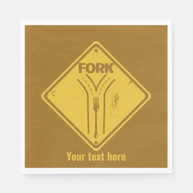 Serviette En Papier Panneau de signalisation drôle de bifurcation de r (Devant)